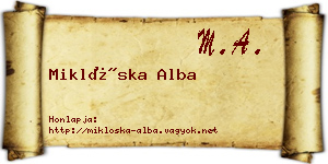 Miklóska Alba névjegykártya